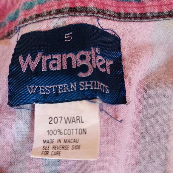 Vintage Wrangler Brush popper Shirt Boy Sz 5 Western Rodeo Retro Festival Stripe - Picture 8 of 9